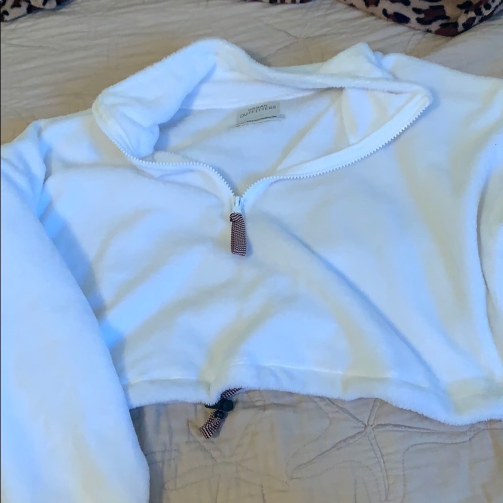 Fuzzy cropped quarter zip urban outfitters